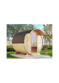 Sauna tonneau Tom FinnTherm Naturel , 40 mm Épaisseur de paroi 220 x 240 cm - Naturel