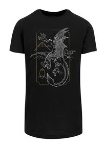 F4NT4STIC Heren Shirt 'Harry Potter Dragon Line Art' geel / zwart / wit XXXL