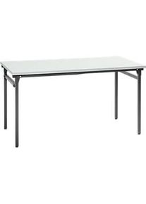 Inklapbare tafel, stabiele 4-poot met speciaal klapmechanisme, B 1400 x D 700 x H 725 mm, lichtgrijs/zwart