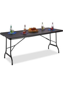 Table de jardin pliable bastian optique rotin grande table pliante poignées camping pique-nique HxlxP: 72 x 178 x 74 cm, noir - Relaxdays
