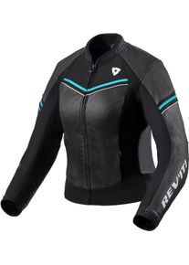 Revit Median, veste en cuir pour femmes , couleur: Black/Gris/Turquoise , taille: 36