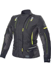 Büse Büse Jana, textile jacket waterproof women , color: Black/Dark Grey/Neon-Yellow , size: 44