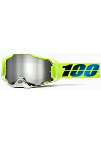 100 Percent Armega Koropi S22, bril gespiegeld , kleur: Neon-Geel/Zwart/Blauw Zilver-Gespiegeld