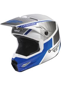 Fly Racing Kinetic Drift, casque cross pour enfants , couleur: Blanc/Gris/Bleu , taille: YL