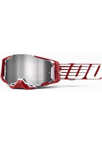 100 Percent Armega Oversized S22, goggles mirrored , kleur: Donkerrood/Wit Zilver-Gespiegeld