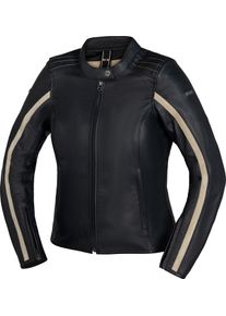 iXS Stripe, veste en cuir pour femmes , couleur: Noir/Beige , taille: 46