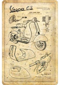 Nostalgic Art Vespa - Parts Sketches, blikken bord