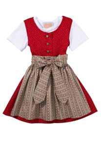 Turi Landhaus Dirndl, (3 Tlg.) Mit Knöpfen In Blumenoptik rot, Größe 68 - N-Gr, Angenehme Baumwollqualität