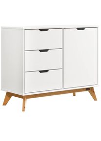 Casaria® Cassettiera Borneo bianco naturale 96x40x79cm