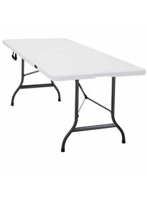 Casaria® Table pliable blanche 220x70x72cm en plastique pour jardin