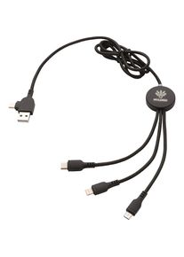 USB tilbehør giveaways: '6 i 1 kabel med lys logo' - sort - ABS - som reklamegaver få logo trykt på mod merpris (1 stk/pris)