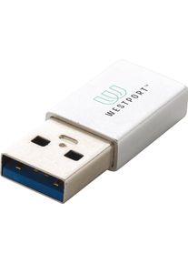 USB tilbehør firmagaver: 'USB-A til USB-C adapter' - sølv - Aluminium - som firmagaver få logo trykt på mod merpris (1 stk/pris)