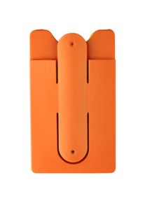 Mobiltelefonholder reklameartikler: 'mobil kortholder med finger ...' - orange - silikone - som reklameartikler få logo trykt på mod merpris (1 stk/