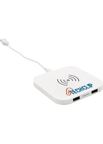 Trådløs oplader giveaways: 'Trådløs 5W oplade pad' - hvid - ABS - som reklamegaver få logo trykt på mod merpris (1 stk/pris)