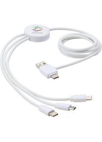 Mobiltelefon tilbehør med logo: 'Pure 5-i-1 opladerkabel med ...' - Hvid - PVC, ABS plast - som giveaways få logo trykt på mod merpris (1 stk/pris)