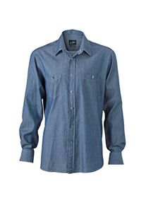 Gadżety reklamowe: 'Meska koszula dzinsowa' (James Nicholson) - jasny denim - M - 100% bawełna, czesana - jako Materiały reklamowe nadruk z LOGO za