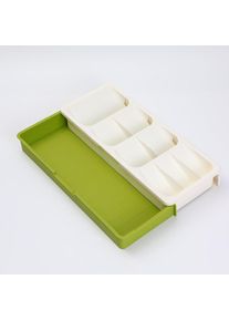 Kitchen Cutlery Storage Box Plastic Tray Utensils Drawer Organizer, White