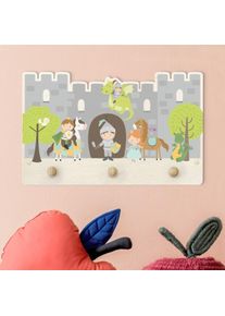 Kindergarderobe Holz Burg Ritter Drachen Prinzen und Prinzessin