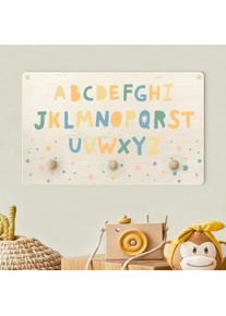 Kindergarderobe Holz Großes Alphabet mit Sternen Bunt