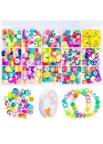 Cute Clay Polymer Beads Kit Box For Bracelet Jewelry Making, D