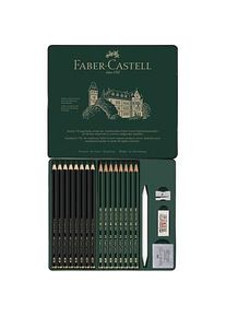 Faber-Castell Pitt Graphite Matt Bleistift-Set HB-14B, B-8B schwarz/grün mit Radierer, 1 St.