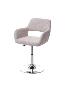 Esszimmerstuhl HWC-A50 III, Stuhl K&uuml;chenstuhl, Retro 50er Jahre, Stoff/Textil ~ creme/grau, Chromfu&szlig;