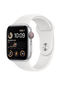 Apple Watch SE (2022) GPS + Cellular 44mm Silver Aluminium Case with White Sport Band