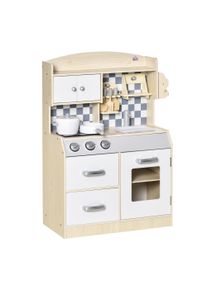 HOMCOM Children's Toy Kitchen Natural Wood Multi-Storage Playset Educational Cooking Pretend Play | Aosom Ireland
