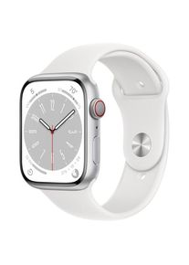 Apple Watch Series 8 GPS + Cellular 45mm Silver Aluminium Case with White Sport Band