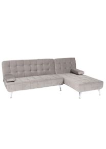 Schlafsofa HWC-K22, Couch Ecksofa Sofa, Liegefläche links/rechts Schlaffunktion 236cm ~ Samt grau