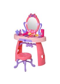 HOMCOM Kids Pink Purple Vanity Set with Lights Next Day Delivery Pretend Play Dressing Table | Aosom Ireland