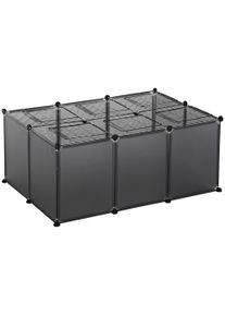 PawHut Portable Hutch for Bunnies DIY Enclosure, 22 Panel Plastic Fence for Bunny, Guinea Pig, Chinchilla, Grey | Aosom Ireland
