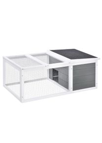 PawHut Indoor Outdoor Wooden Rabbit Hutch Small Animal Cage Pet Run Cover, with UV-resistant Asphalt roof and Water-repellent Paint | Aosom Ireland
