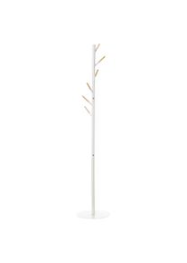 HOMCOM Hallway Coat Rack 174cm White Free Standing with 6 Hooks Clothes Tree Hat Display Elegant Storage | Aosom Ireland