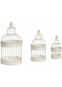 Biscottini Lot de 3 cages bougeoirs vintage pour jardin extérieur cage intérieure lanterne décorative oiseaux suspendus à accrocher