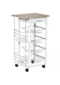 HOMCOM Compact Kitchen Trolley on Wheels with Storage Worktop Rolling Food Organizer | Aosom Ireland