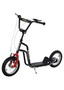 HOMCOM Kick Scooter | Kids, Big Wheel, Steel, Height Adjustable, Black/Red | Outdoor Play | Aosom Ireland