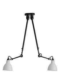 Lampe Gras N302 Ceiling Lamp Double Mat Black&Opal Glass Shade