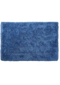 Tapis Shaggy Poil Long Bleu en Polyester et Coton pour Chambre ou Salon au Style Scandinave 140 x 200 cm Beliani