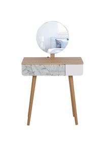 HOMCOM - Coiffeuse table de maquillage design scandinave tiroir et grand miroir dim. 70 x 39 x 119-128 cm - Blanc