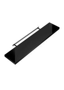 Casaria® Mensola da parete 70 cm nero lucido con supporto