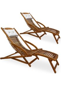 Casaria® Sdraio da giardino 2 pz. in legno d´acacia poggiatesta