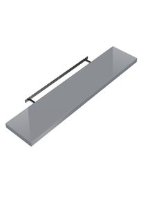 Casaria® Mensola da parete 90cm grigio lucido con supporto