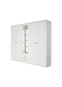 Rauch Kleiderschrank »Rosenheim« - 226x56x212cm - weiß - Holz / Glas / Metall