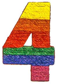 Pinata colorata numero 4 38 x 53 cm