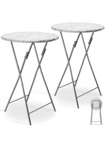 Casaria® Tavolino bistrot set da 2 aspettto marmo Ø60 pieghevole