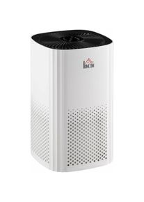 HOMCOM Purificateur d'air 25 w 4 vitesses mode silencieux - filtre hepa, charbon actif - jusqu'à 24 m² - débit d'air pur 225 m³/h - timer - abs blanc noir