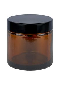 Glazen pot 60ml bruin glas 51mm/R3, met deksel