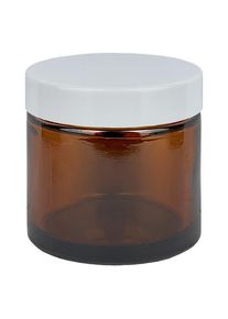 Glazen pot 60ml bruin glas 51mm/R3, met deksel