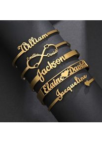 Custom Bangle Stainless Steel For Women Personalized Name Bracelet Letter Customized Charm Cuff Bangles Gold Infinity Jewelry
